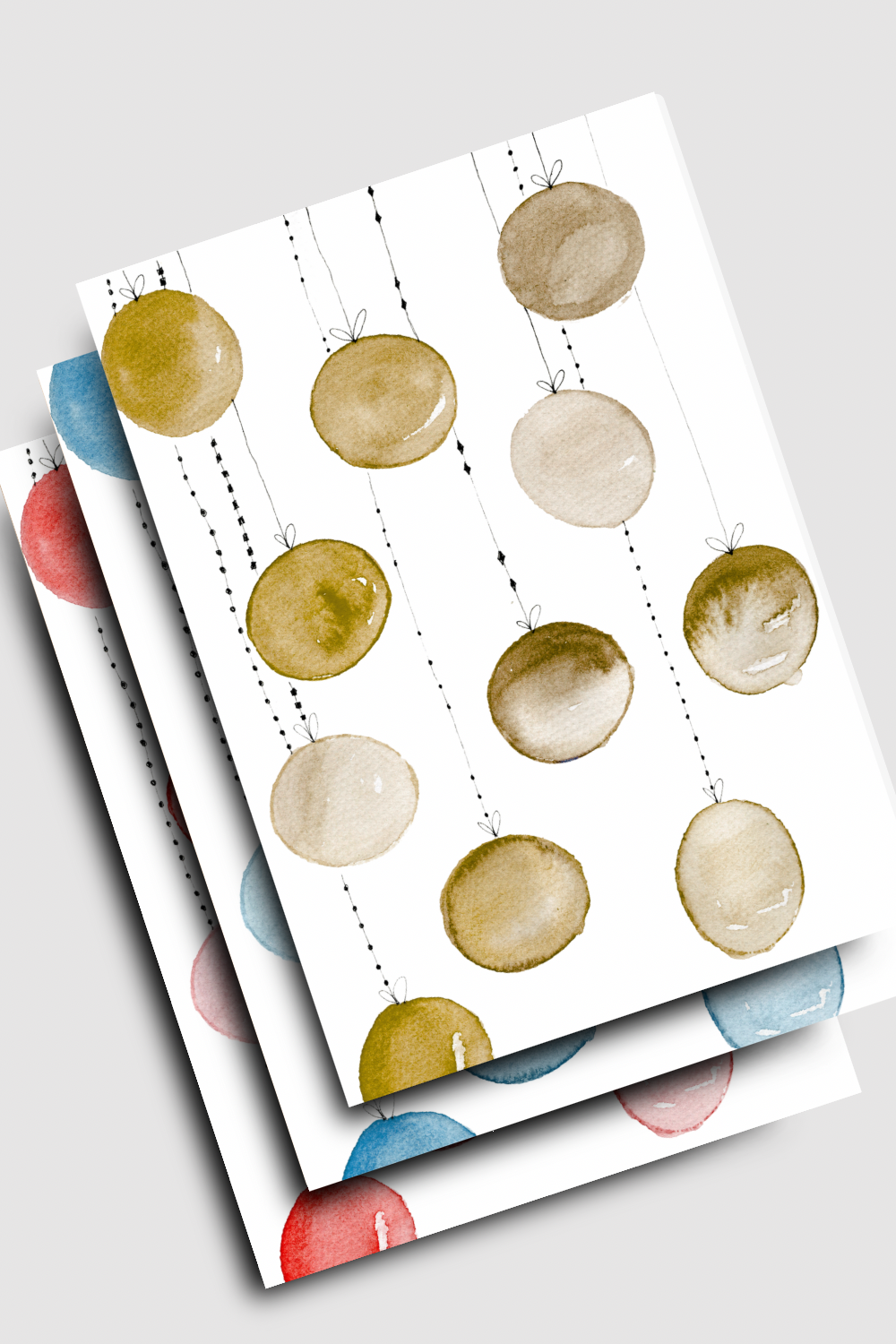Watercolour Baubles Christmas Card Digital Download