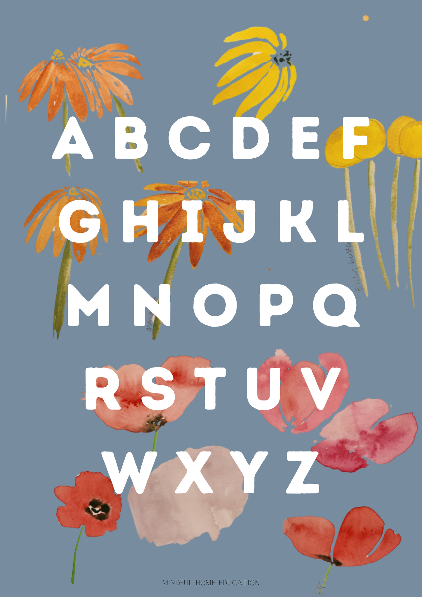 Alphabet Poster Floral Digital Art