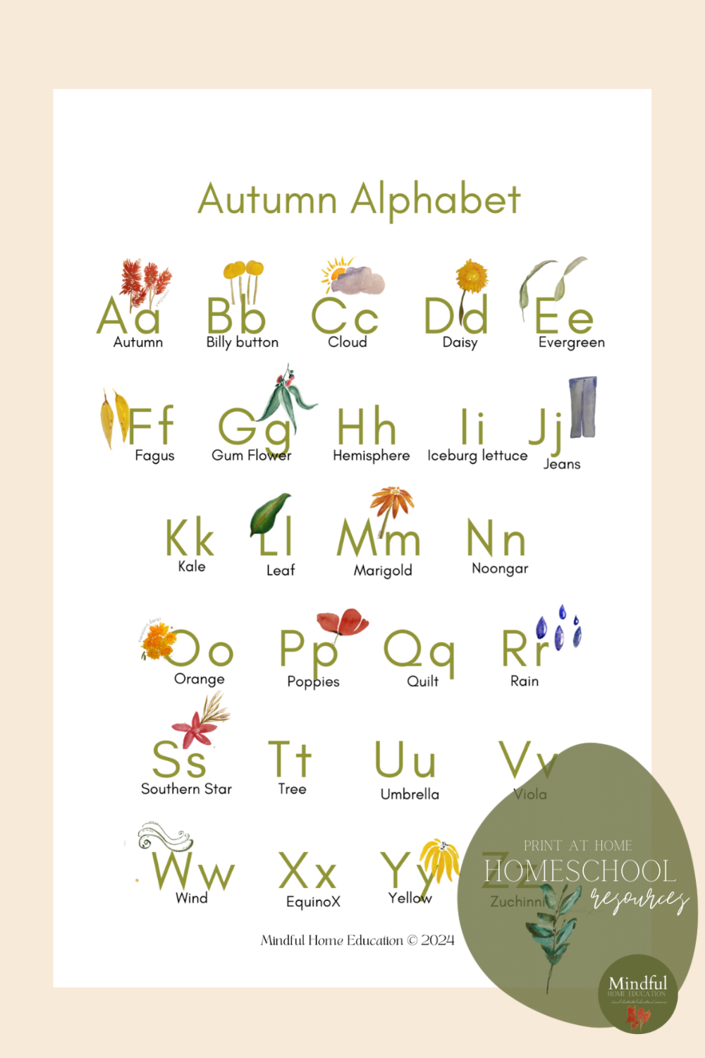 An Evergreen Autumn - Australian Curriculum Workbook (Foundation - Year 3) Print at Home