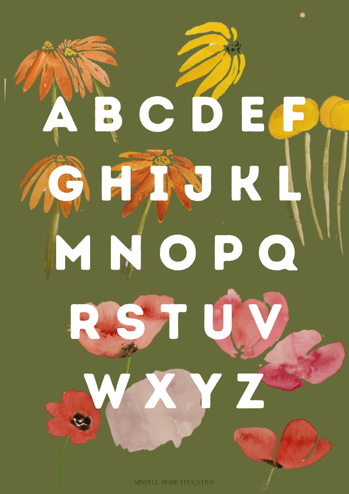 Alphabet Poster Floral Digital Art