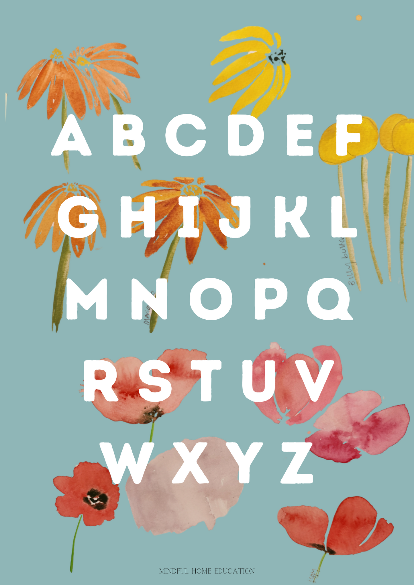 Alphabet Poster Floral Digital Art