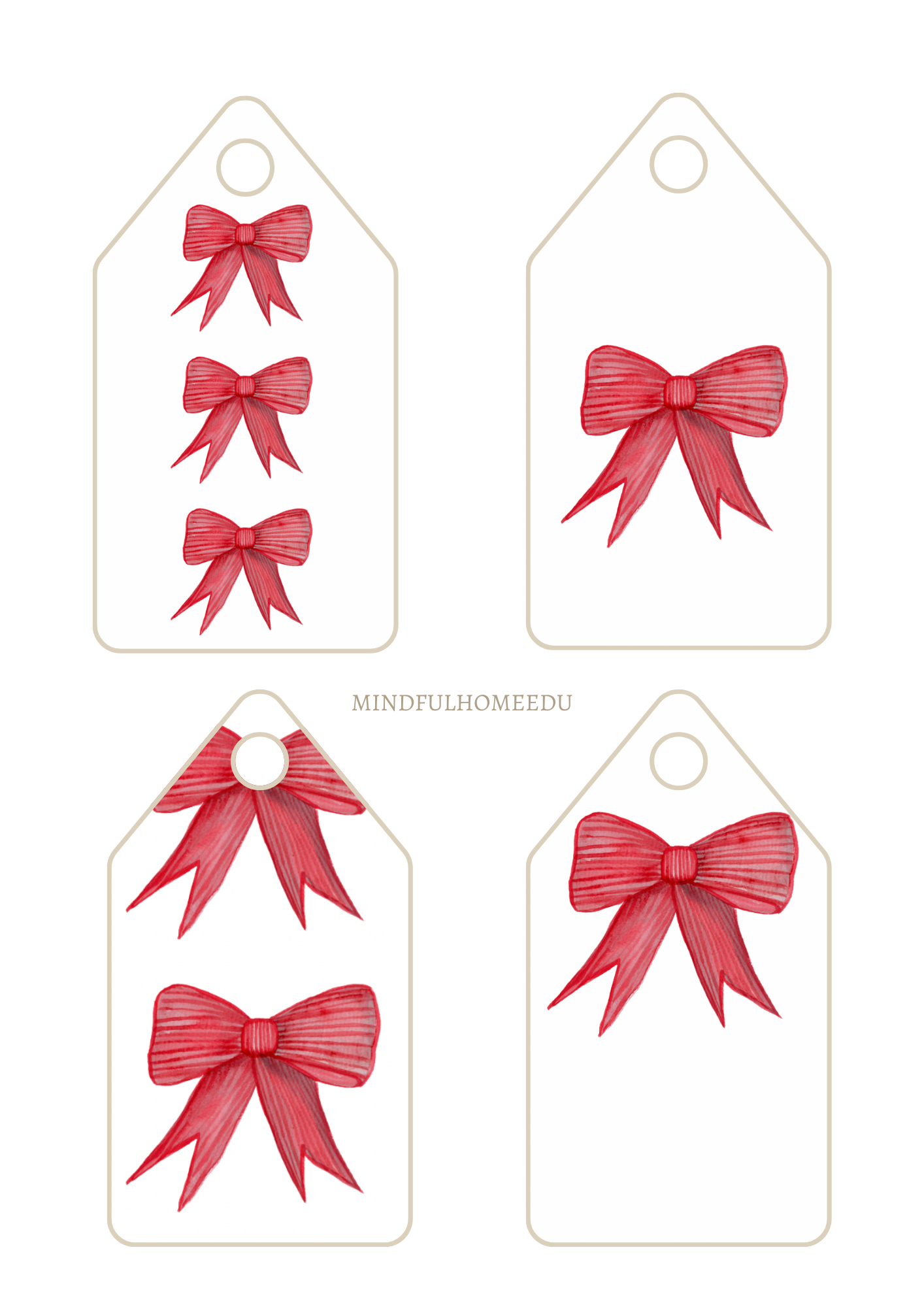 Christmas Bow Swing Tag | Digital Download