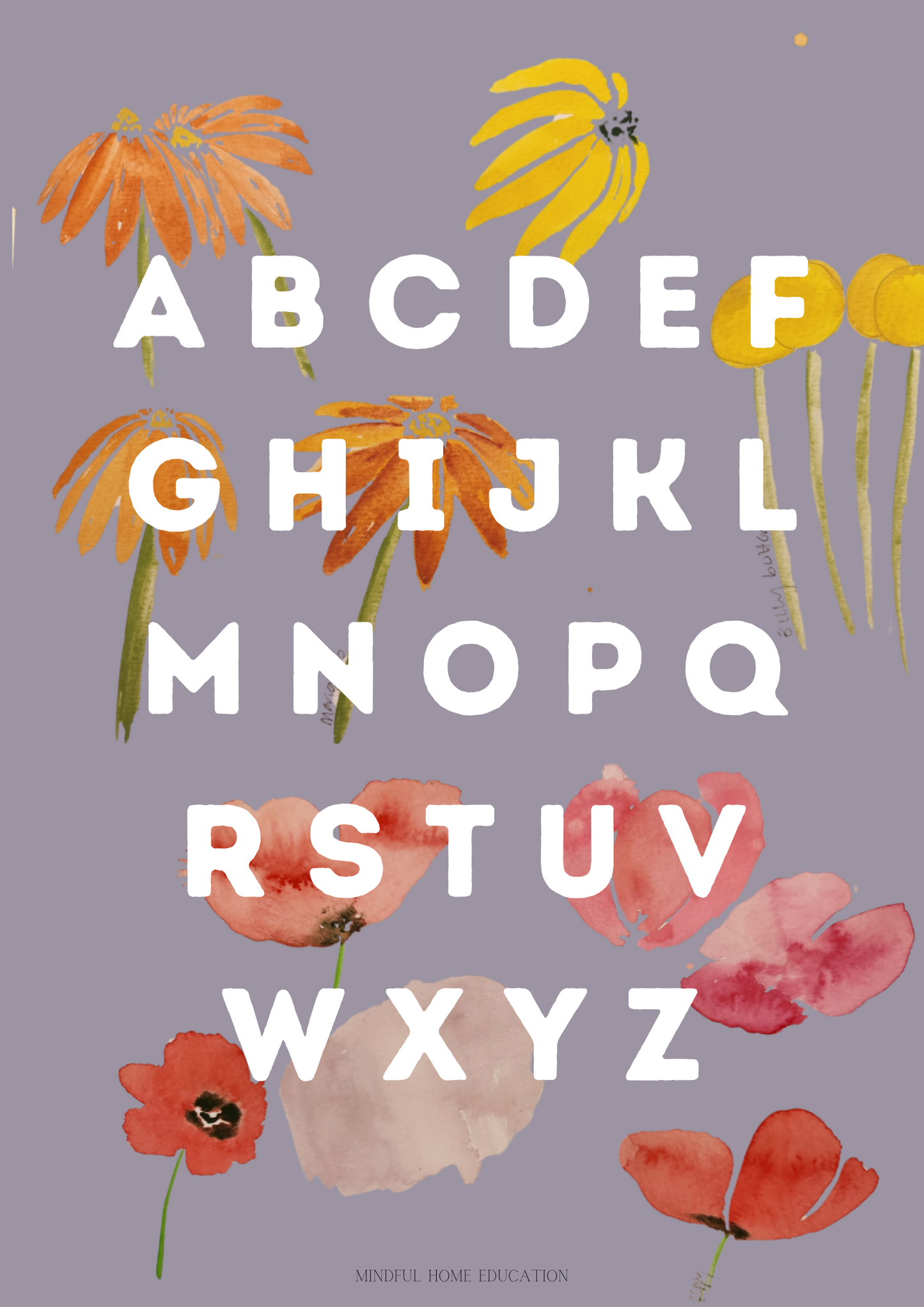 Alphabet Poster Floral Digital Art