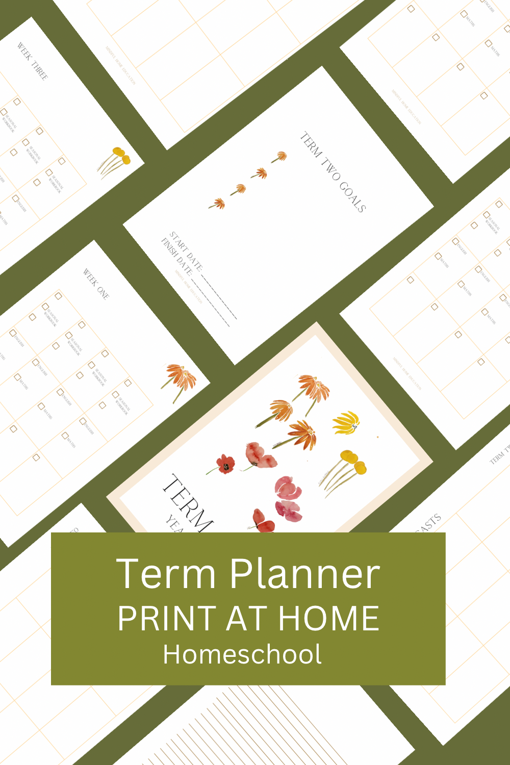 Homeschool Term Planner: Printable & Editable Lesson Organizer for Four Terms (10 Weeks Each)