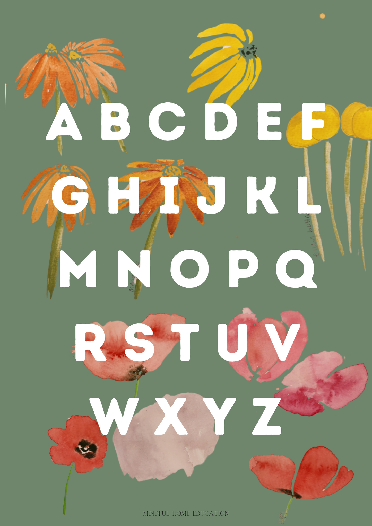 Alphabet Poster Floral Digital Art